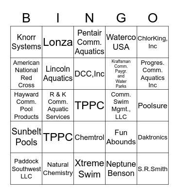 2015 TPPC Vendors Night Bingo Card