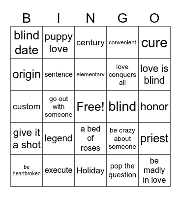 Valentine's Day Bing Bingo Card