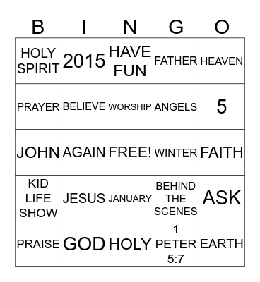 Kid Life Show Bingo Card