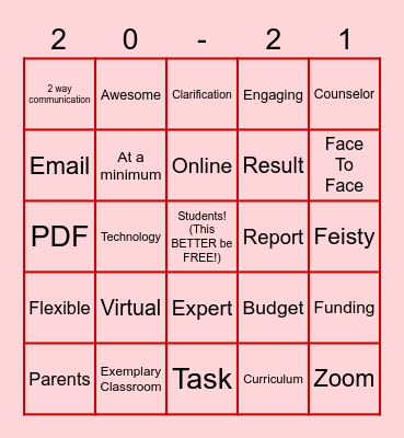 Staff Meeting BINGO! (February) Bingo Card