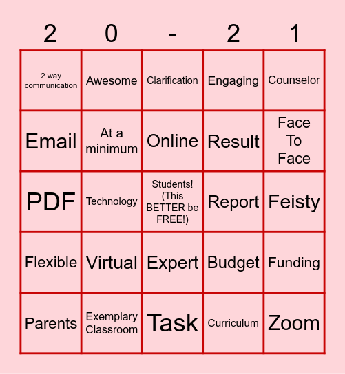 Staff Meeting BINGO! (February) Bingo Card