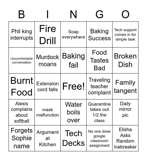 Foods bingo Card