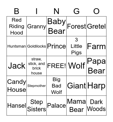 Into the Woods Bingo Card