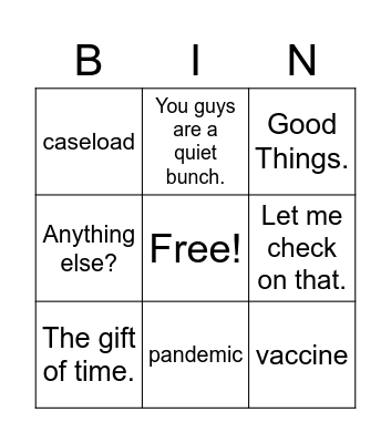 Meeting Bingo Card