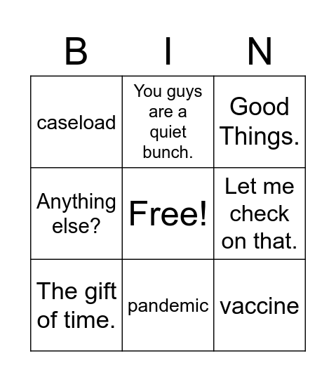 Meeting Bingo Card