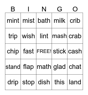 Blends Bingo Card