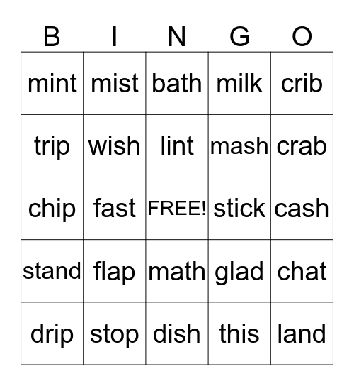 Blends Bingo Card