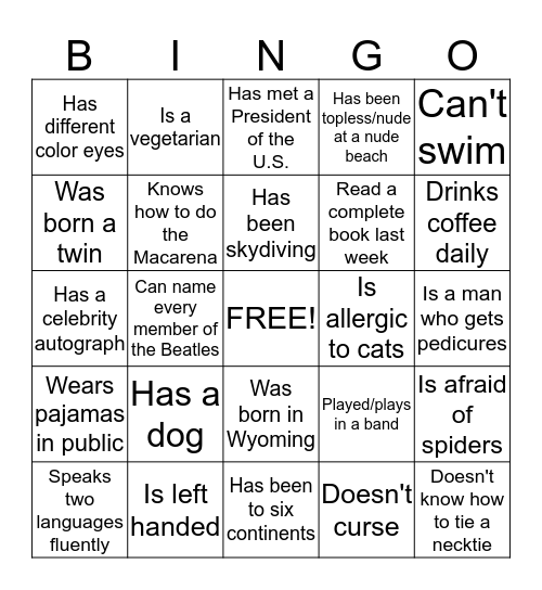 Det 1 Autogragh Bingo Card