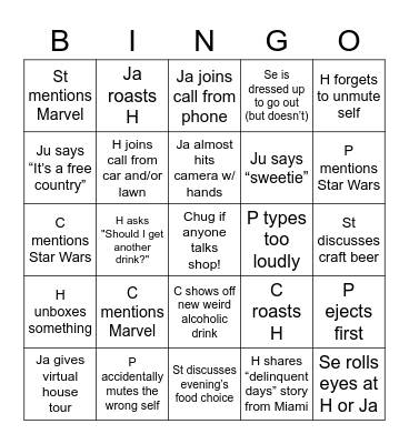 SSCD Bingo Card
