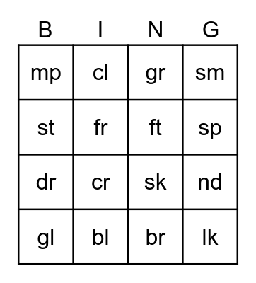 Blends Bingo Card