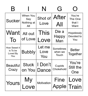 Valentines Bingo Card