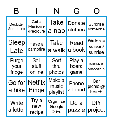 February Break Bingo Card