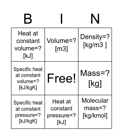 Section 3 Question 3 Bingo Card