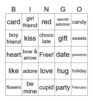 VALENTINES BINGO Card