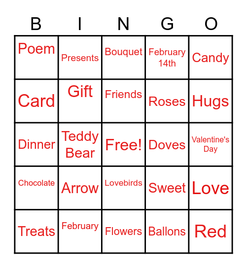 Valentine's Day BINGO Card