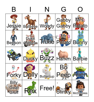Toy Story Bingo Card
