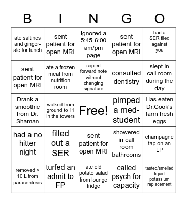 Metro Experiences Bingo Card