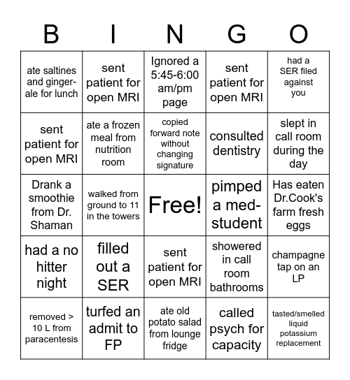 Metro Experiences Bingo Card