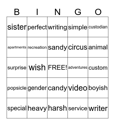 Affix Bingo Card