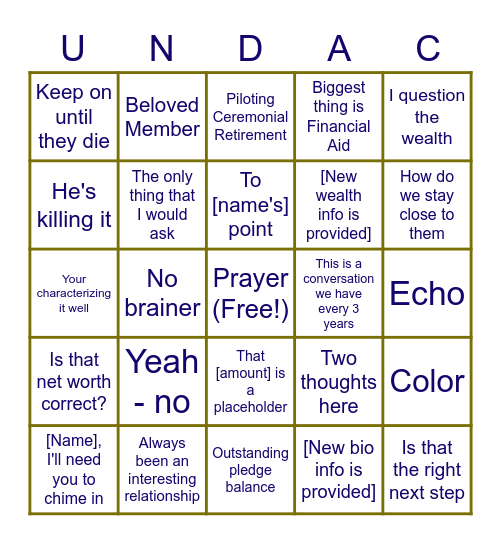 AC Meetings Bingo Card