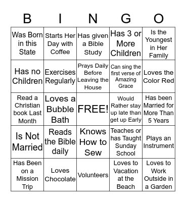 W O M E N    O F    G O D Bingo Card