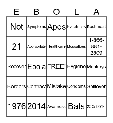 Ebola! Bingo Card