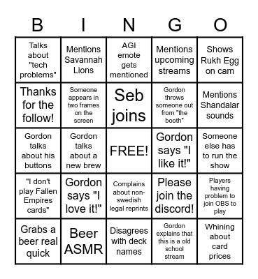 Wak-Wak Stream Bingo Card