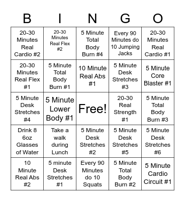 Move More Bingo Card