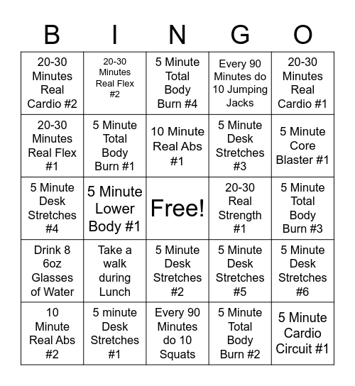 Move More Bingo Card