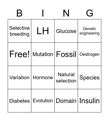 Biology BINGO Card
