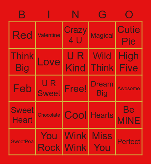 Valentine Bingo Card