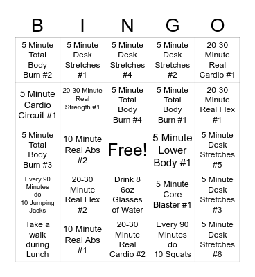 Move More Bingo Card