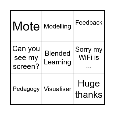 Inset Day Bingo Card