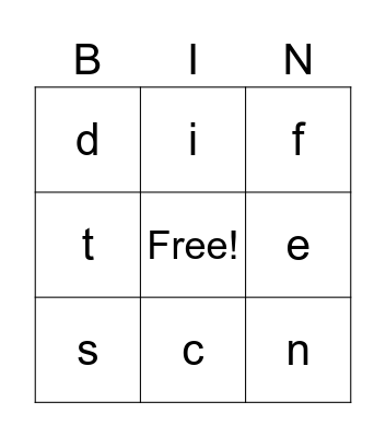 Letter Sounds Bingo Card