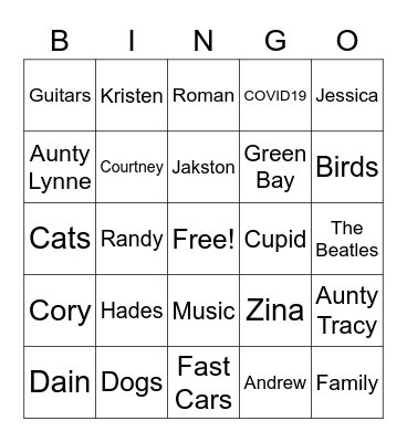 Family Day Bingo Card