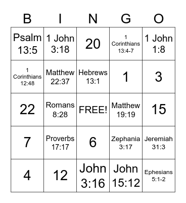 Valentine's Day Bingo Card