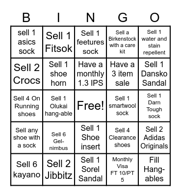 End of month Bingo Card