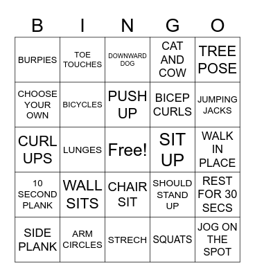 FITNESS BINGO Card