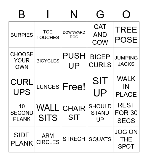 FITNESS BINGO Card