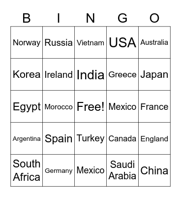 CULTURE Bingo Card