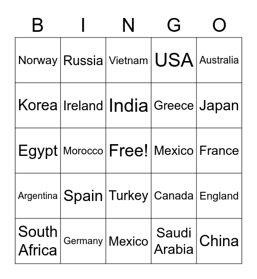 CULTURE Bingo Card