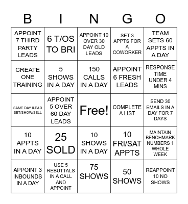 SALES BDC BINGO Card