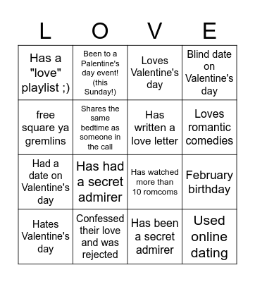 HKN Valentine's Day bingo! Bingo Card