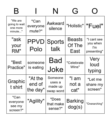 NSM 2021 Bingo Card