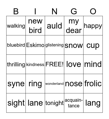 Winter Wonderland/Auld Lang Syne Bingo Card