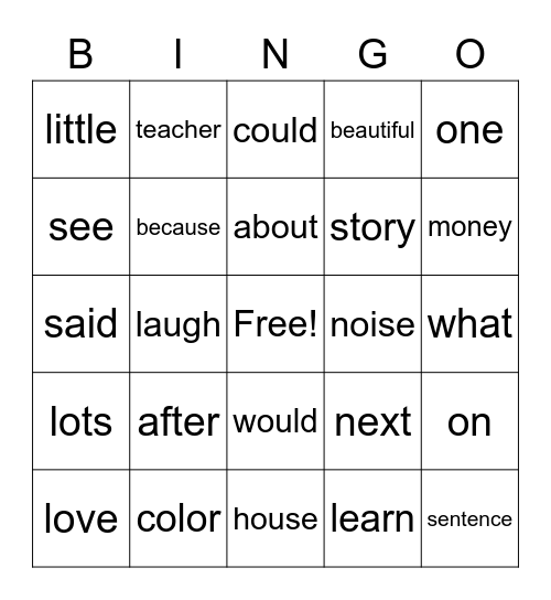 Sight Word Bingo Avery Merritt Bingo Card