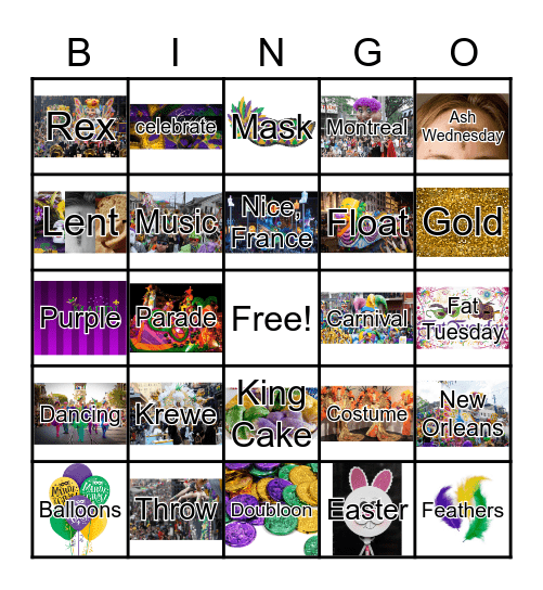 Mardi Gras Bingo Card