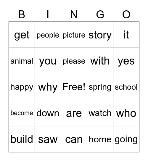 Sight word bingo two Avery Merritt Bingo Card