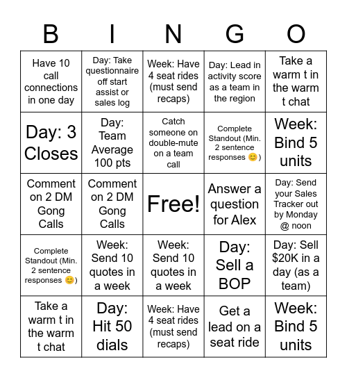 W4 TEAM ALYOUSFI Bingo Card