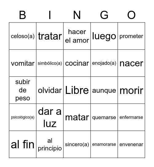 CAPC - Verbos y otros Bingo Card